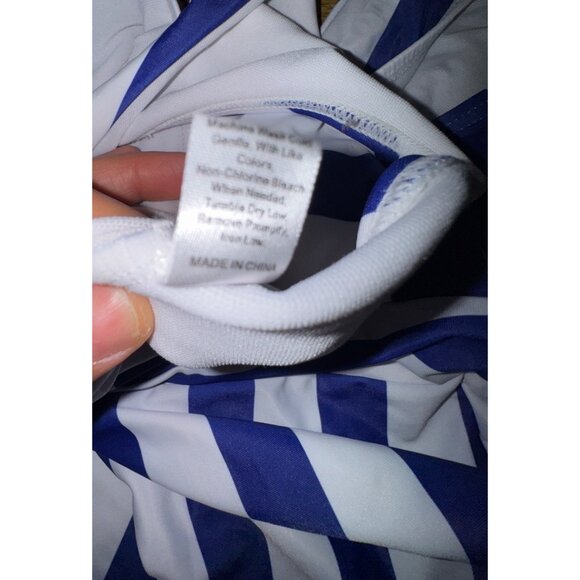 Striped Blue & White One-Piece Swimsuit XL Swimwear Beach Pool Bathing Suit Cute - Picture 5 of 5